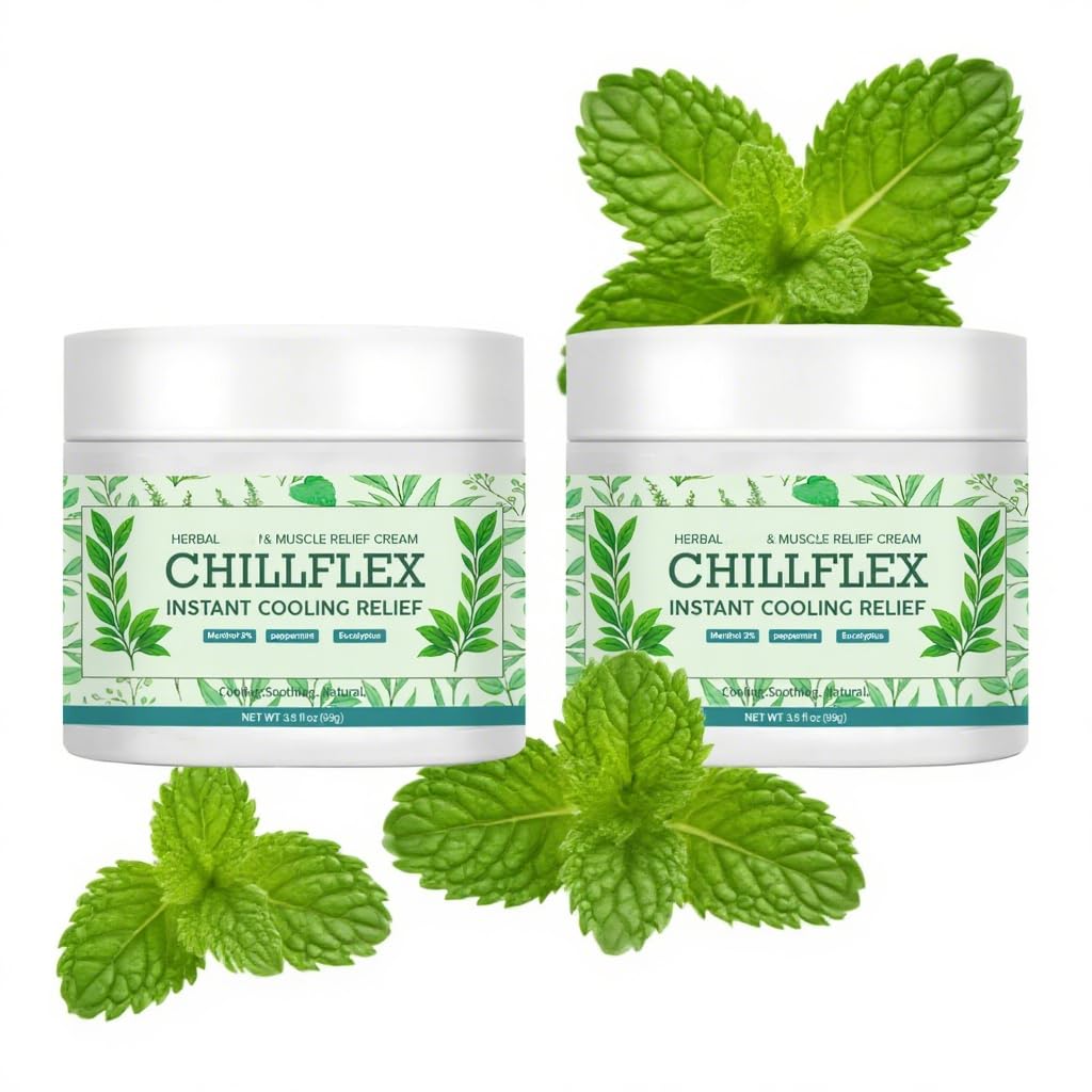 CHILLFLEX Menthol Soothing Cream 2 Pack 3.5 Oz，Joint Activities Throughout The Body, Cooling Soothing Ointment for Muscle, Head, Lumbar, Neck, Hands and Feet