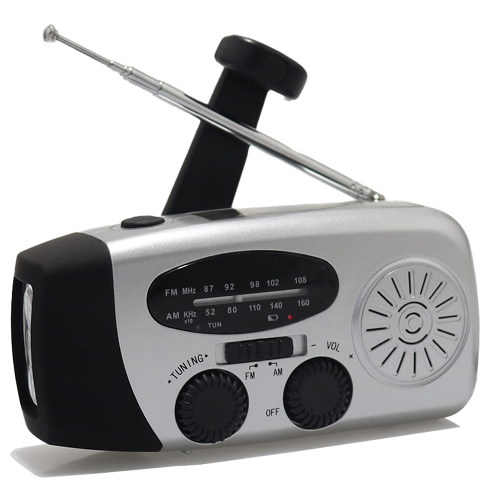 Radio solarne Wind Up, korba ręczna radio solarne z latarką LED, wielofunkcyjne wodoodporne radio zewnętrzne z lampą do czytania (1200 mAh)