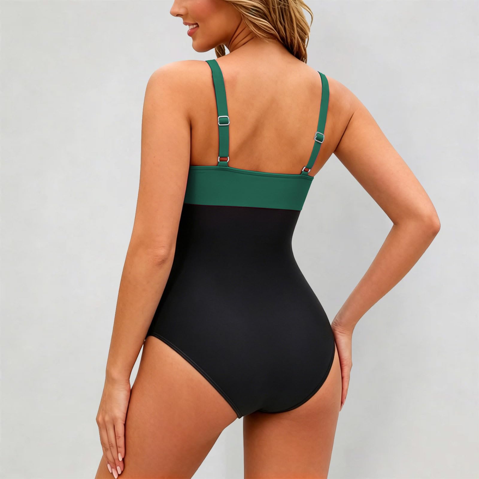 Costume da bagno da donna, taglia grande, scollo a V, push up, vita alta, modellante, scollo a U, costume da bagno con coppe