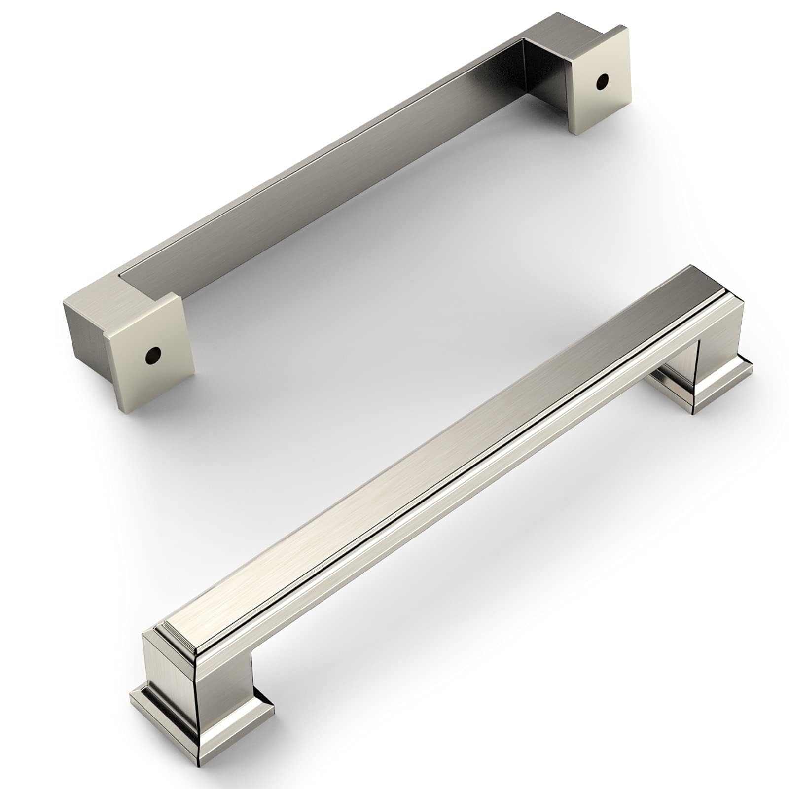 Amerdeco 6 Pack Brushed Satin Nickel Cabinet Pulls, 6.3 Inch(160mm) Hole Centers Kitchen Cabinet Handles, Solid Zinc Alloy Cabinet Hardware Drawer Pulls for Dresser Cupboard Wardrobe,AM045