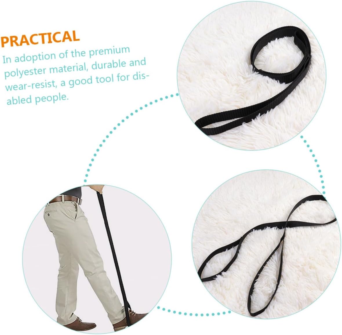 2pcs Convenient Leg Lifter Straps for Disabled Foot Strap for Stretching Legs Shoe Lifts for Uneven Daily Accessory