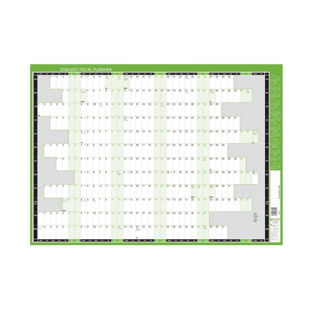 Janrax 2026-2027 Double Sided Fiscal and Academic Unmounted Planner 854 x 610mm