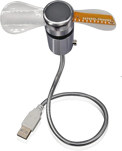 Miniatura 9 de Ventilador de reloj LED USB con pantalla de temperatura real en tiempo real, mini ventilador de refrigeración LED para oficina y hogar