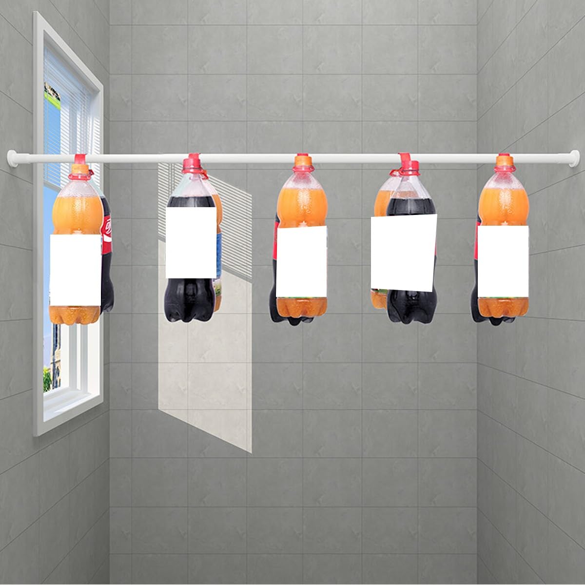 Barras de Cortina Extensibles de 27 x 32 mm, Barras de Cortina telescópicas sin Perforaciones, Barra Colgante Ajustable, Longitud de 55 a 368 mm, para Puertas, Ventanas, baños (Col
