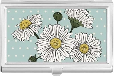 Flower Plant White Chrysanthemum Business Card Holder Case Pocket Box Wallet