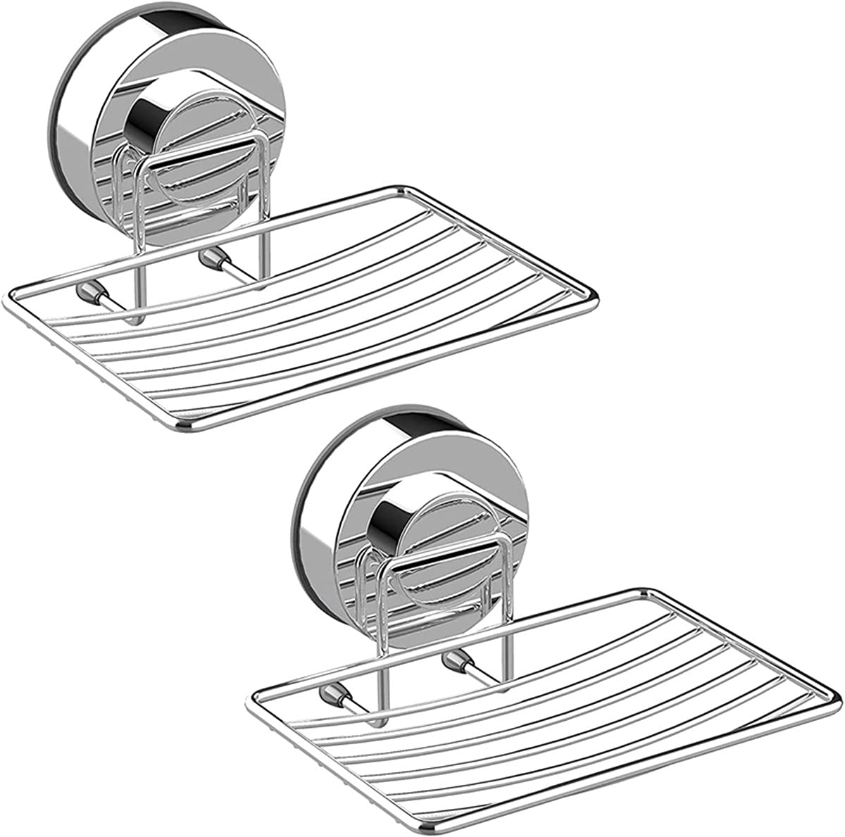 Ulable Adhesive Vacuum Suction Cup Soap Dish, Durable 304 Stainless Steel Sponge Holder for Bathroom and Kitchen, Pack of 2