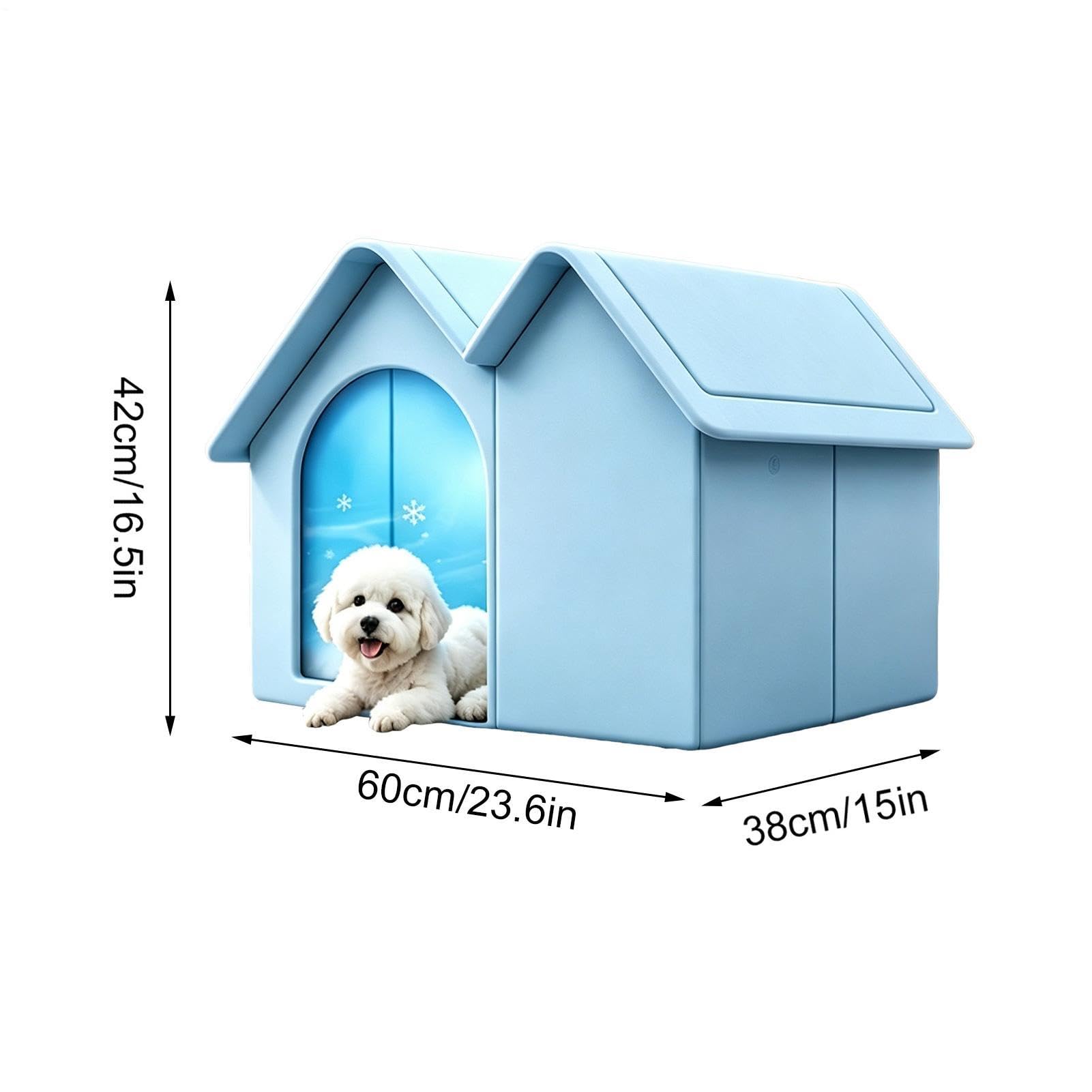 Niche pour chat d'extérieur rafraîchissante | Niche semi-fermée pour animaux de compagnie | Abri pour chat avec 3 bacs à glace | pour jardin, jardin, terrasse, pelouse, porche, ferme
