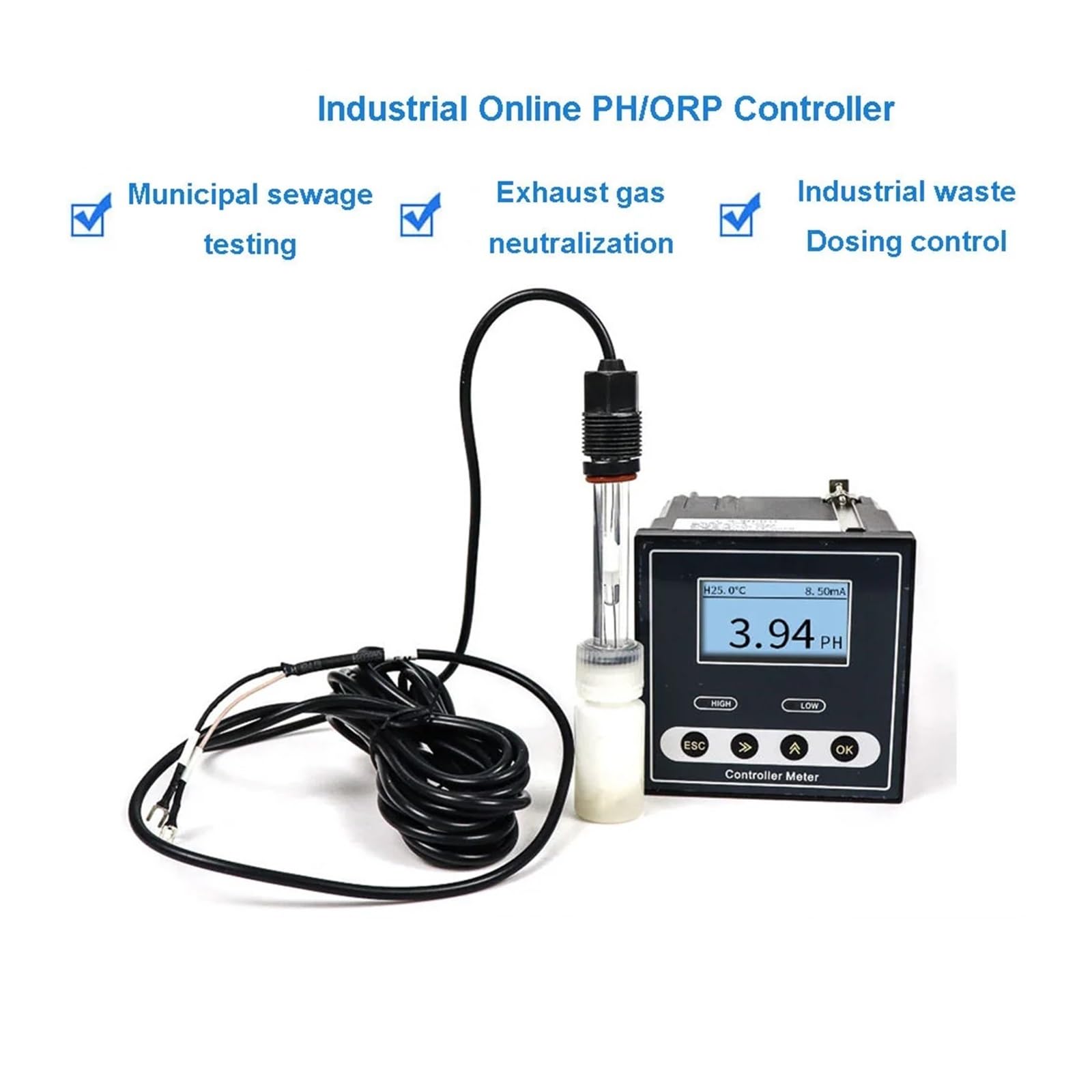 kits de prueba de suelo, Medidor de pH, contdor en línea con RS485, Ralay Out, precio más bajo, medidor y EC hidropónico automático(Silver 2PCS)