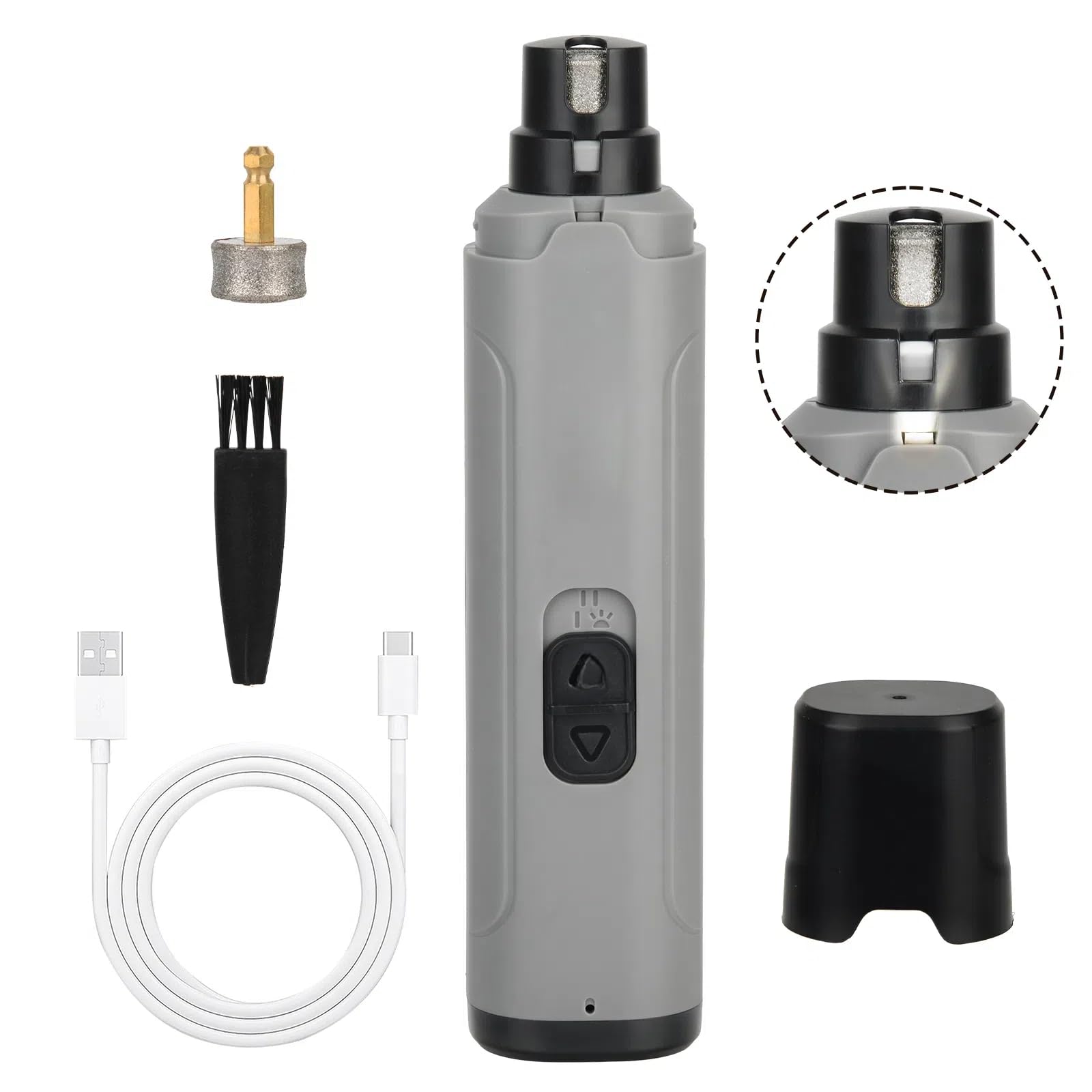 Qitiane Pet Nail Grinder with LED Light, 2 Speeds & Diamond Bit Grinder - Quiet Electric Dog Nail Trimmer for Small to Large Dogs, Cats, Puppies - USB Rechargeable File for Painless Paw Care at Home