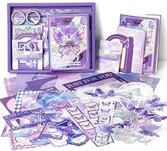 CURVE CREATION Scrape Book Kit Scrapbooking Kit Vintage Journal Scrapbook Pack DIY Paper Stickers, Craft Kits Notebook, Collage Album Aesthetic Sticker Journaling Scrapbook Photo Album (Purple Butterfly)