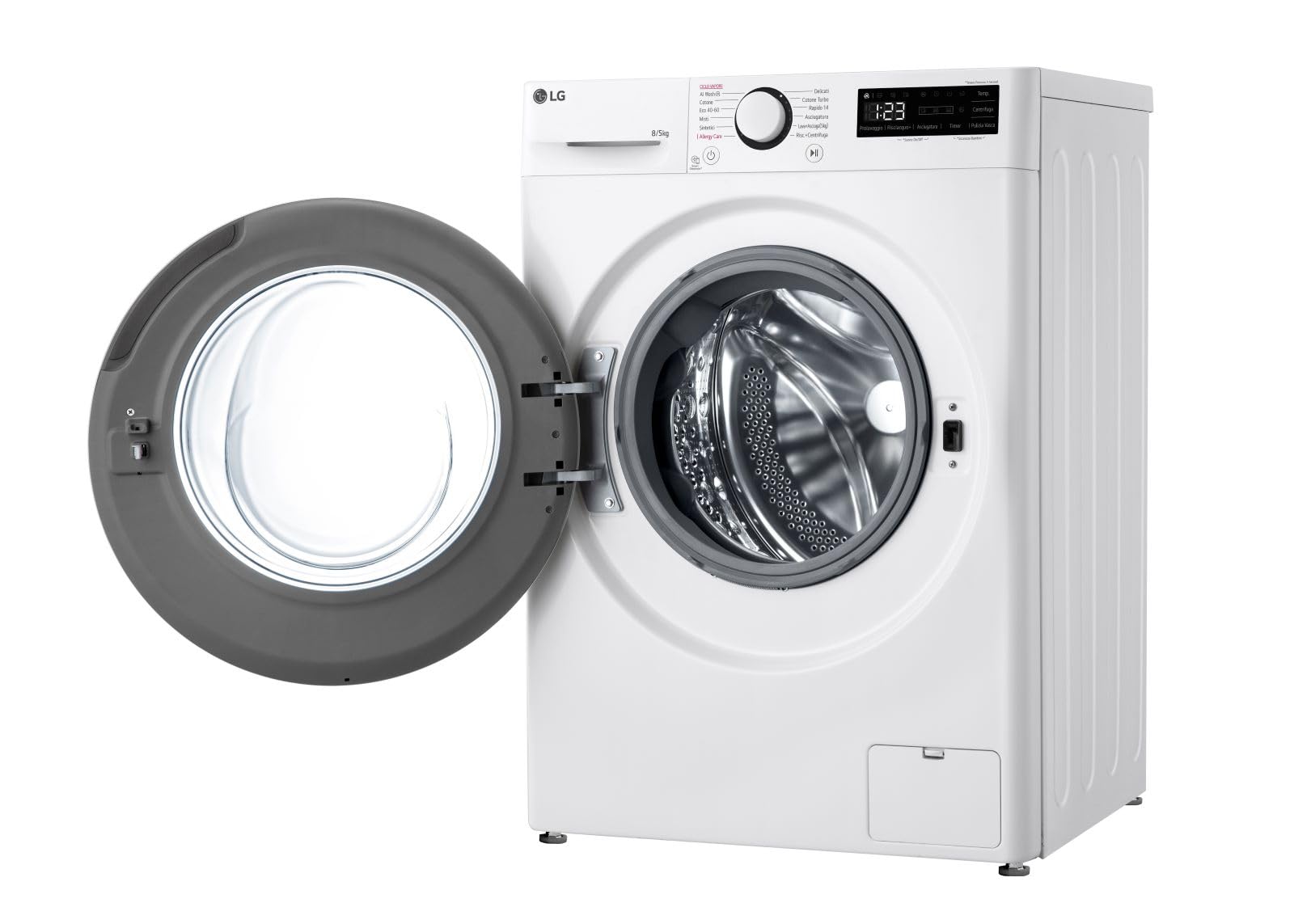 LG D2R3S08NSWW Lavasciuga Slim 8/5kg AI DD, Classe E, 1200 Giri, AI Wash, Vapore