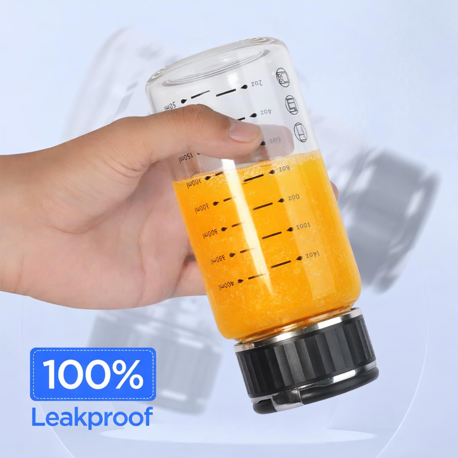 Protein Shaker Verre 500ml Avec Couvercle Et Poignée, Large Ouverture Nutrition Sportive Shaker Doté De Graduation, Pour Mélange Protéiné, Smoothies, Thé Glacé, L