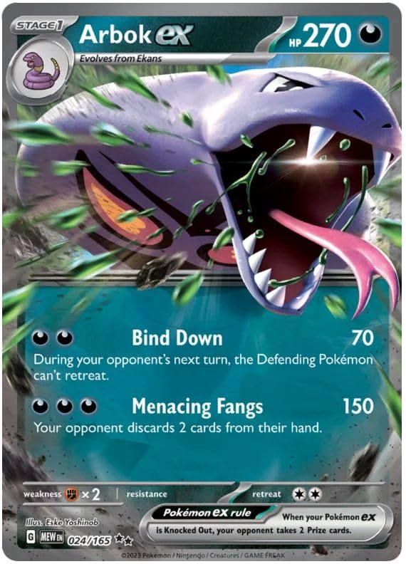 Arbok ex 024/165 Double Rare Pokemon Card (Pokemon SV 151) + 1x TitanCards® Toploader