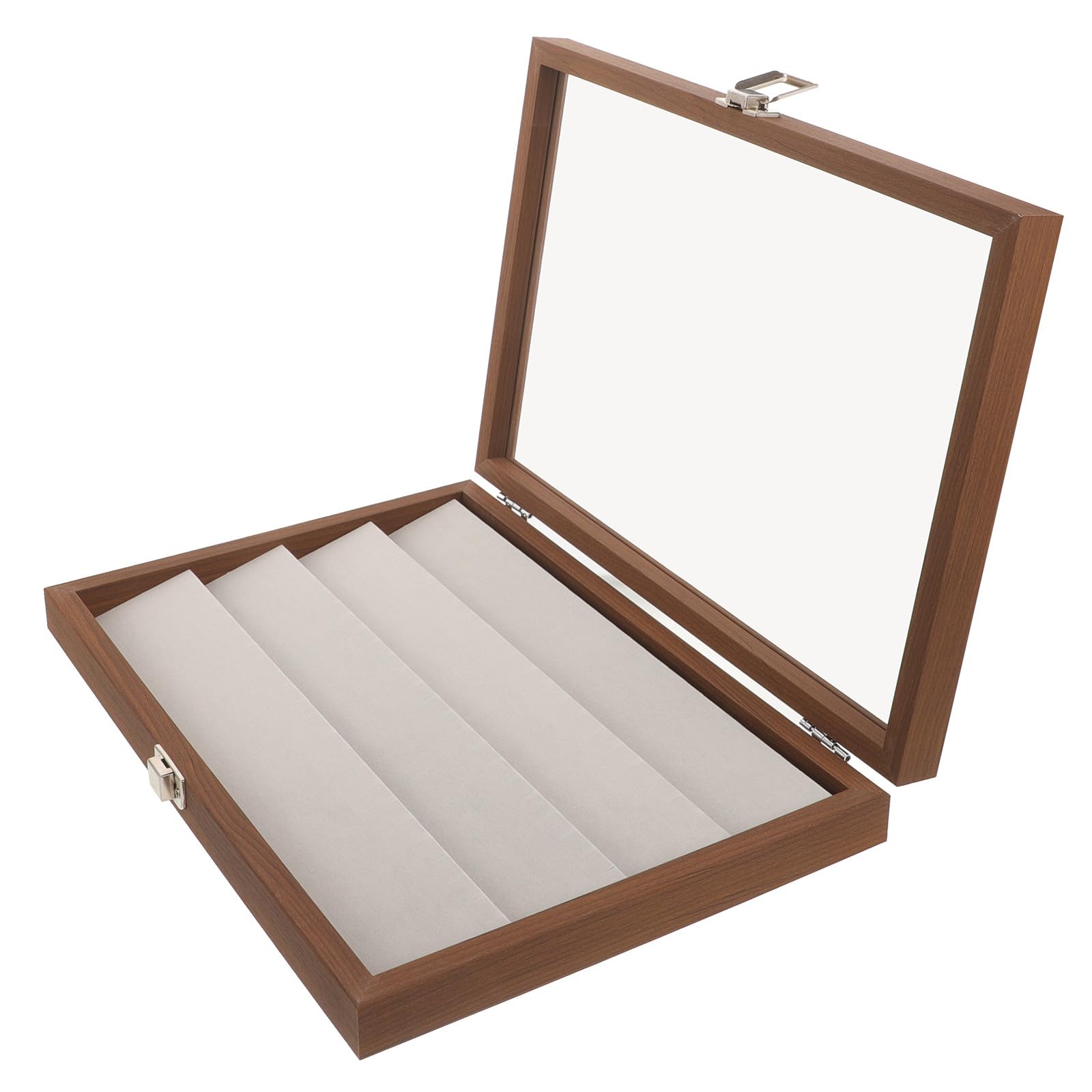 Amosfun Joyero de Madera Multifuncional 360x251x50mm para Exhibir y Organizar Anillos, Pendientes y Collares, Contenedor de Exhibición de Joyas Práctico y Compacto para Uso Diario