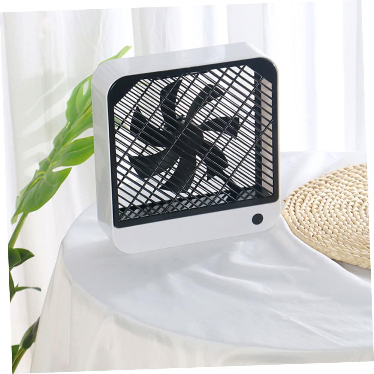 1pc Mini Usb Battery Fan Quiet Desktop Fan for Dormitories Home Office Rechargeable Portable Design for Comfort White