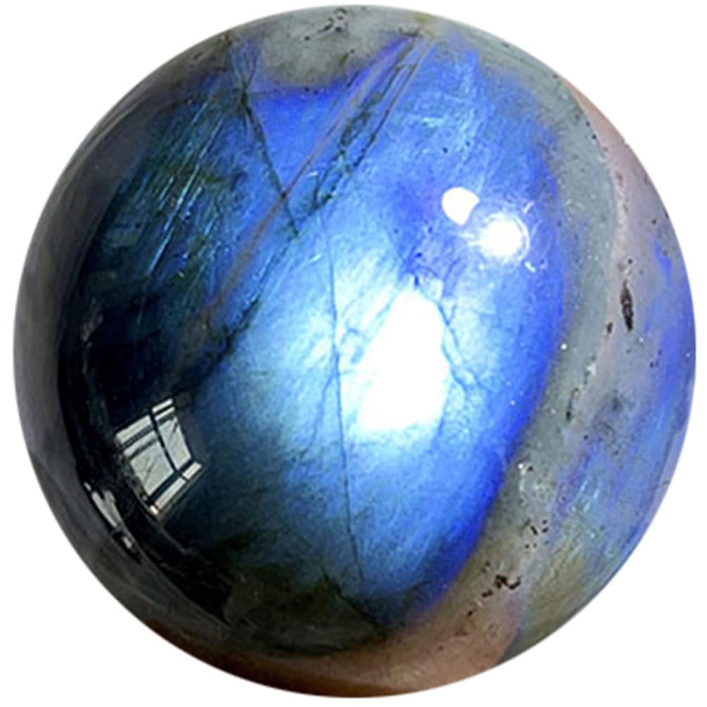 HHCTEBEC Natural Labradorite Crystal Sphere,Hand Polished Blue Green Aurora Color Gemstone Ball, Reiki Healing Stone, Feng Shui Home Ornament, Spiritual Meditation Decor,for Divination,3CM