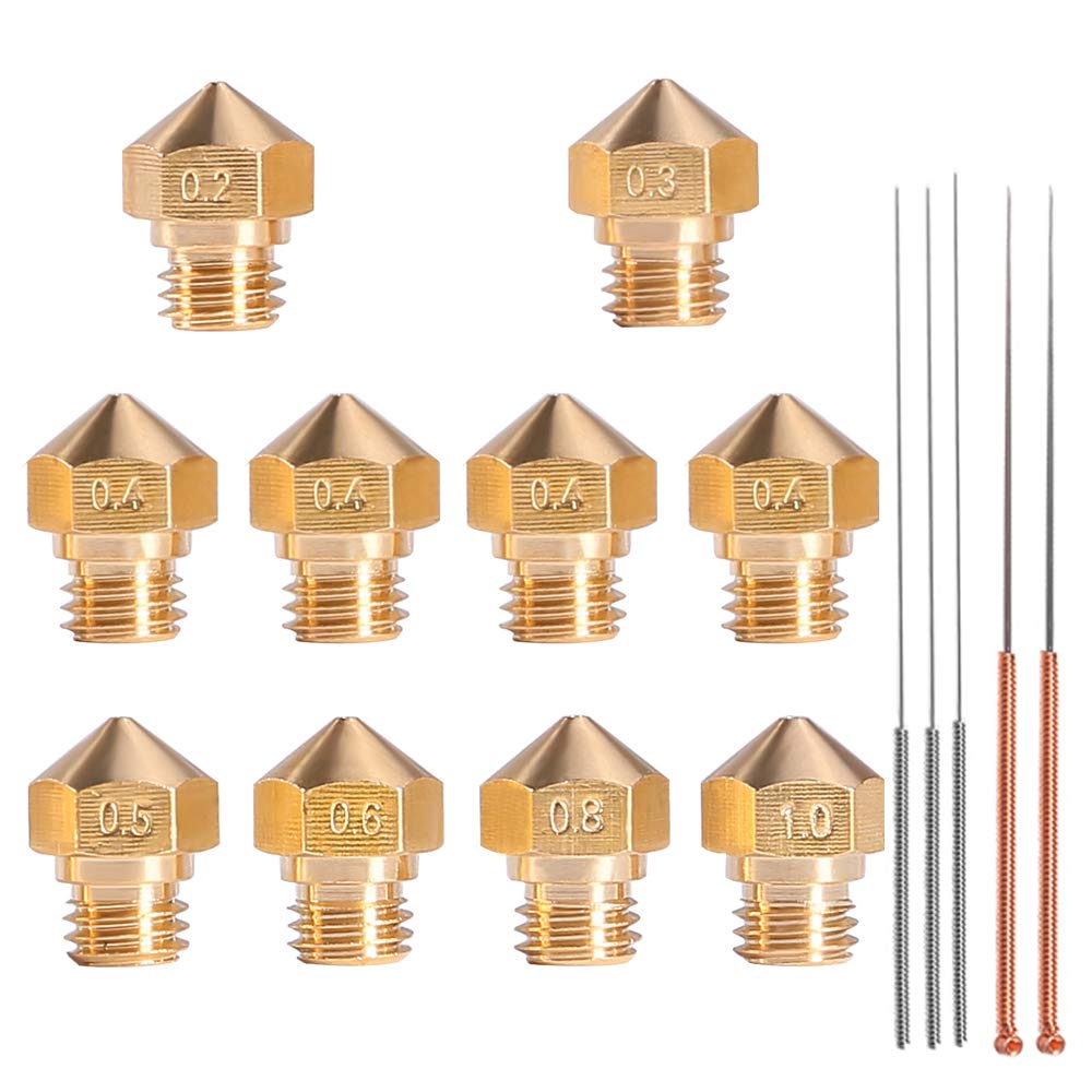 MK10 Nozzle for 3D Printer, M7 Thread Brass Extruder Head Hotend Nozzle