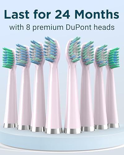 Miniatura 4 de Cepillo de dientes eléctrico Sonic para adultos, cepillos de dientes eléctricos recargables con 8 cabezales y estuche de viaje, blanqueamiento de