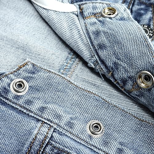 Image of KIDSCOOL SPACE Boys Denim Jacket,Little Big Kids Simple Design Hooded Jean Coat