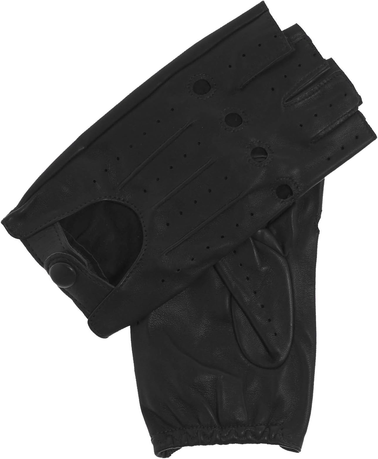 Women's 1/2 Finger Leather Driving Gloves Size 6 Color Black