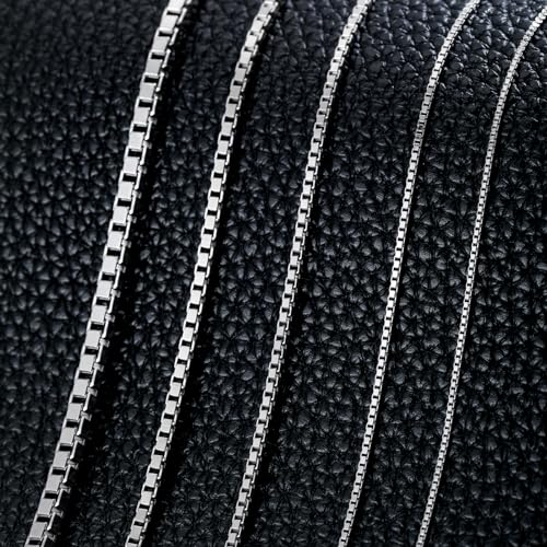 925 Sterling Silver Box Chain 0.8MM 1MM 1.5MM 2MM 3MM Italian Box Chain Necklace for Women Men 18, 20, 22, 24, 26 Inches4