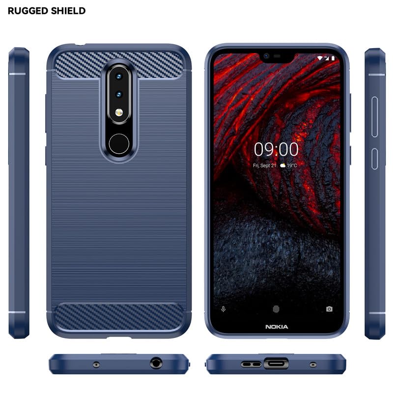 Image of Hybrid Carbon Fiber Back Case for Nokia 6.1 Plus / X6 (Blue)