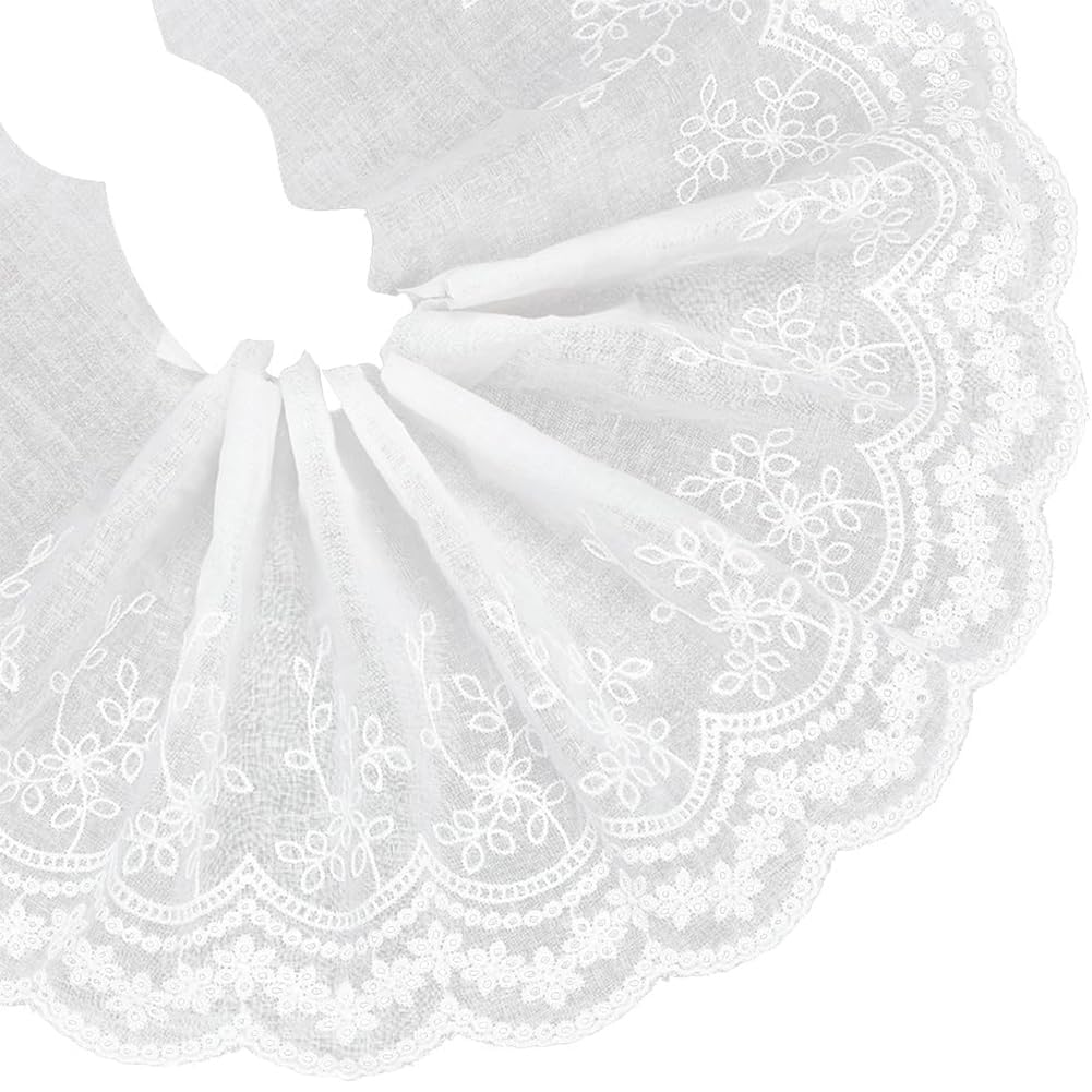 Dentelle à œillets en coton blanc de 21,6 cm pour nappe et rideau