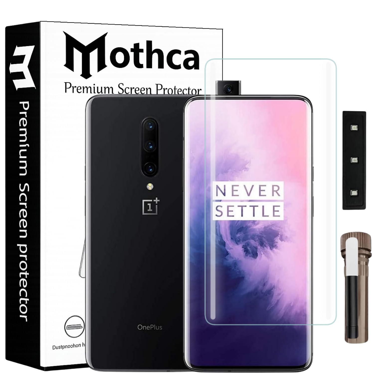 Mothca Curved UV Tempered Glass Screen Protector for OnePlus 7MTC0474767 | Transparent | Pack of 1 | Full Screen Coverage with UV Installation Kit
