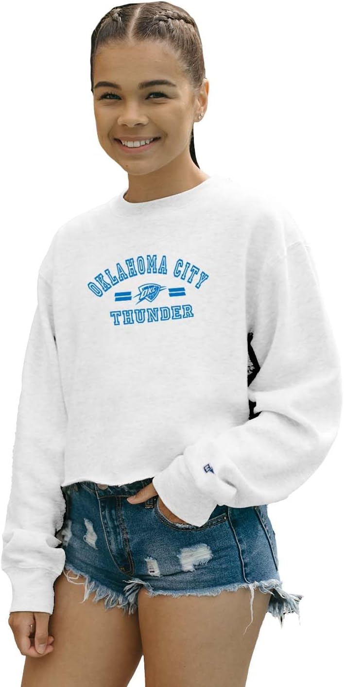 Blue 84 NBA womens Nba Officially Licensed Women's Cropped Crewneck Sweatshirt Classic White