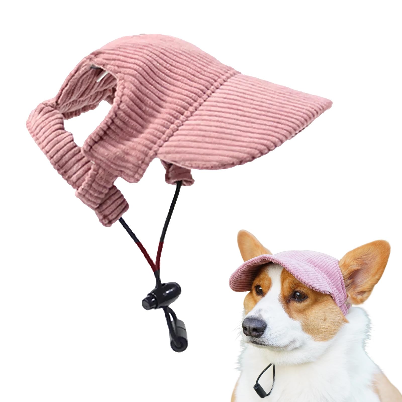 Dog Baseball Cap, Adjustable Summer Pet Sun Hat with Ear Holes