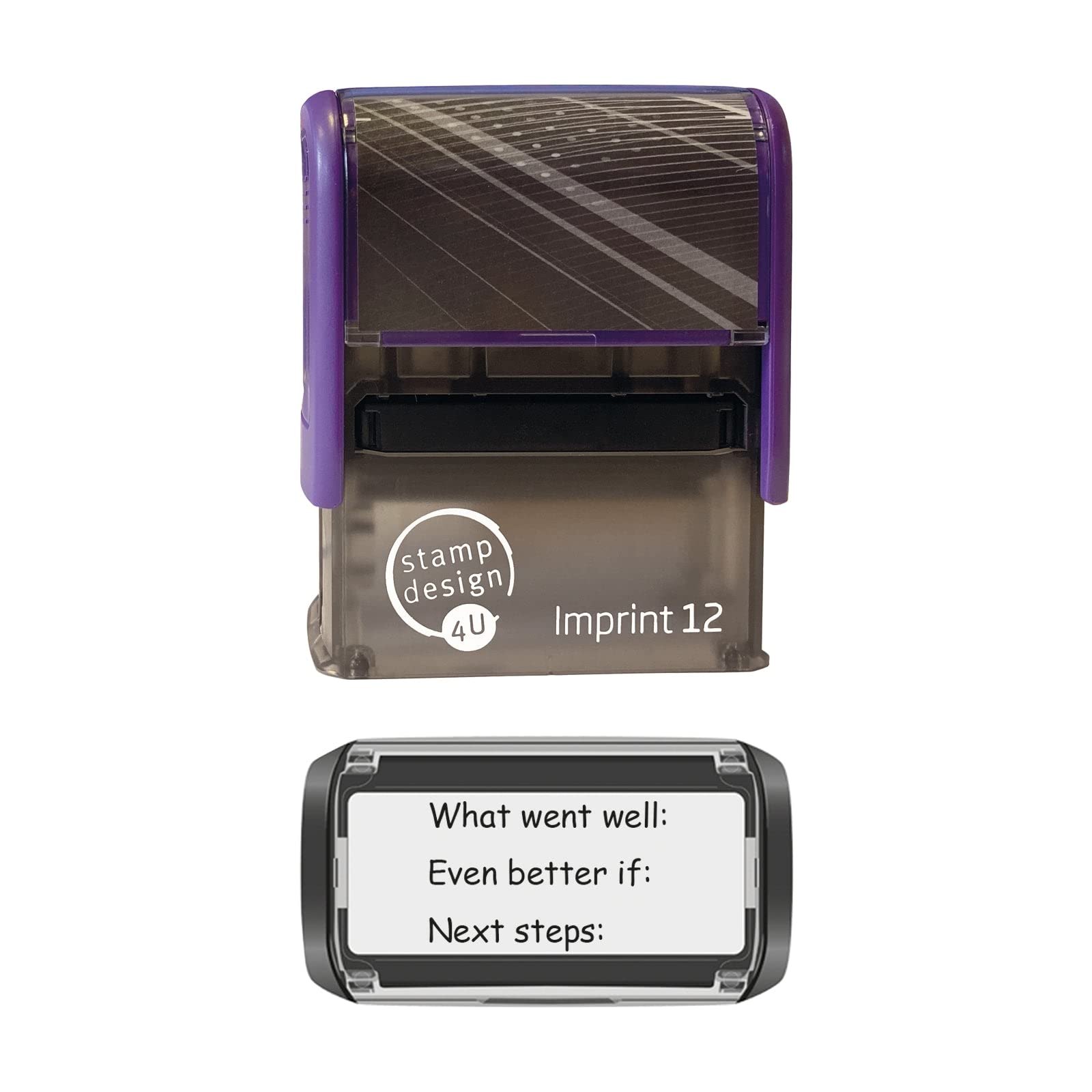 Stamp Design 4U Imprint 12 What Went Well, Even Better if, Next Steps School Education rewarding Marking Stamp