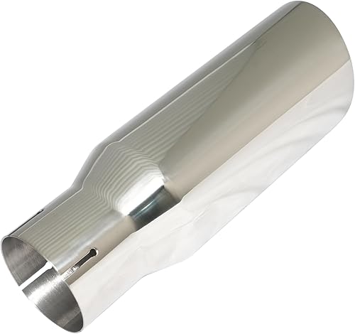 Miniatura 4 de Punta de escape de 2.5 pulgadas de entrada a 3.0 pulgadas, acabado pulido, punta de escape de doble pared de corte inclinado para tubo de escape de