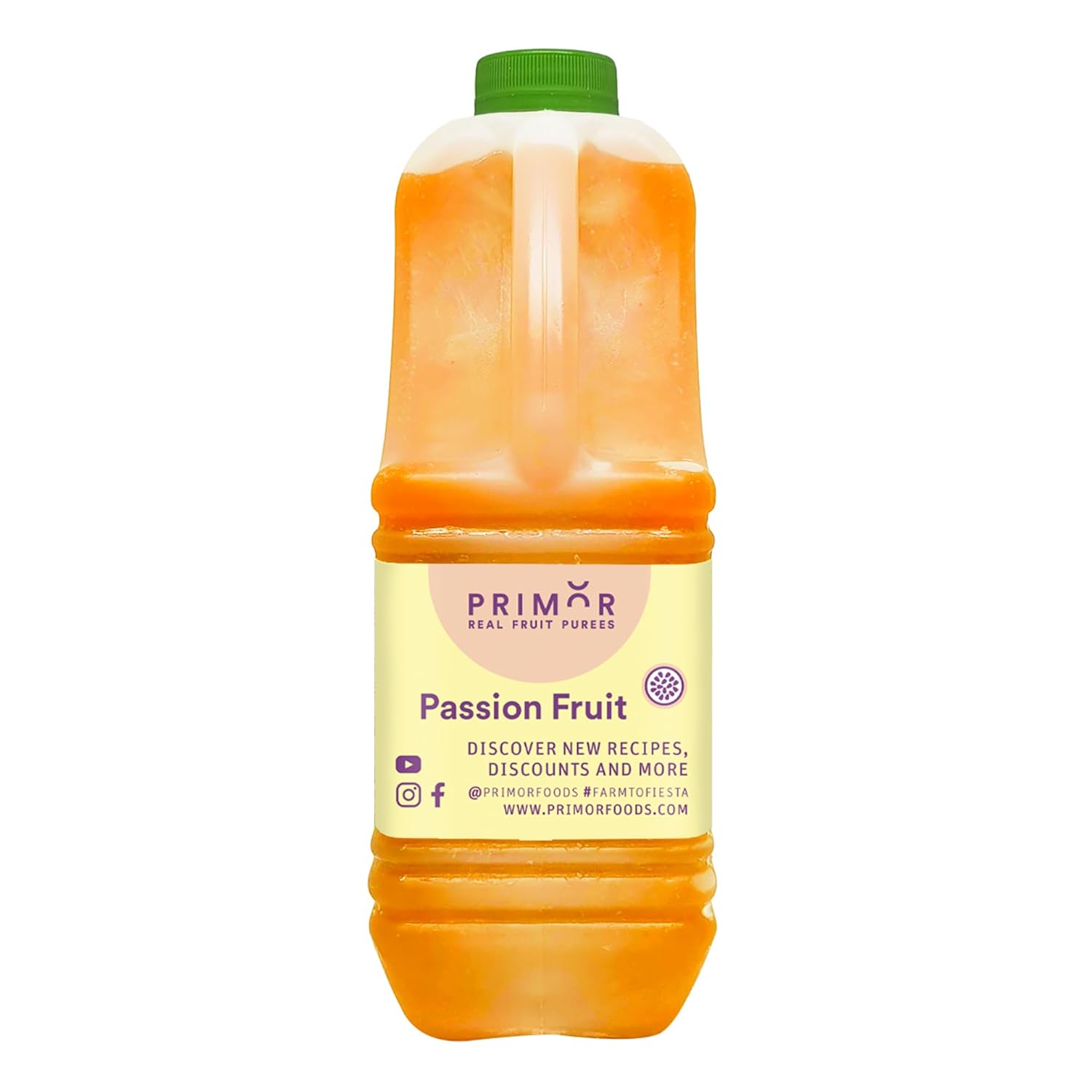 Primor Fruit Purees | Made with Real Fruit | Countless Applications: Juices, Smoothies, Cocktails, Desserts, and More - Passion Fruit
