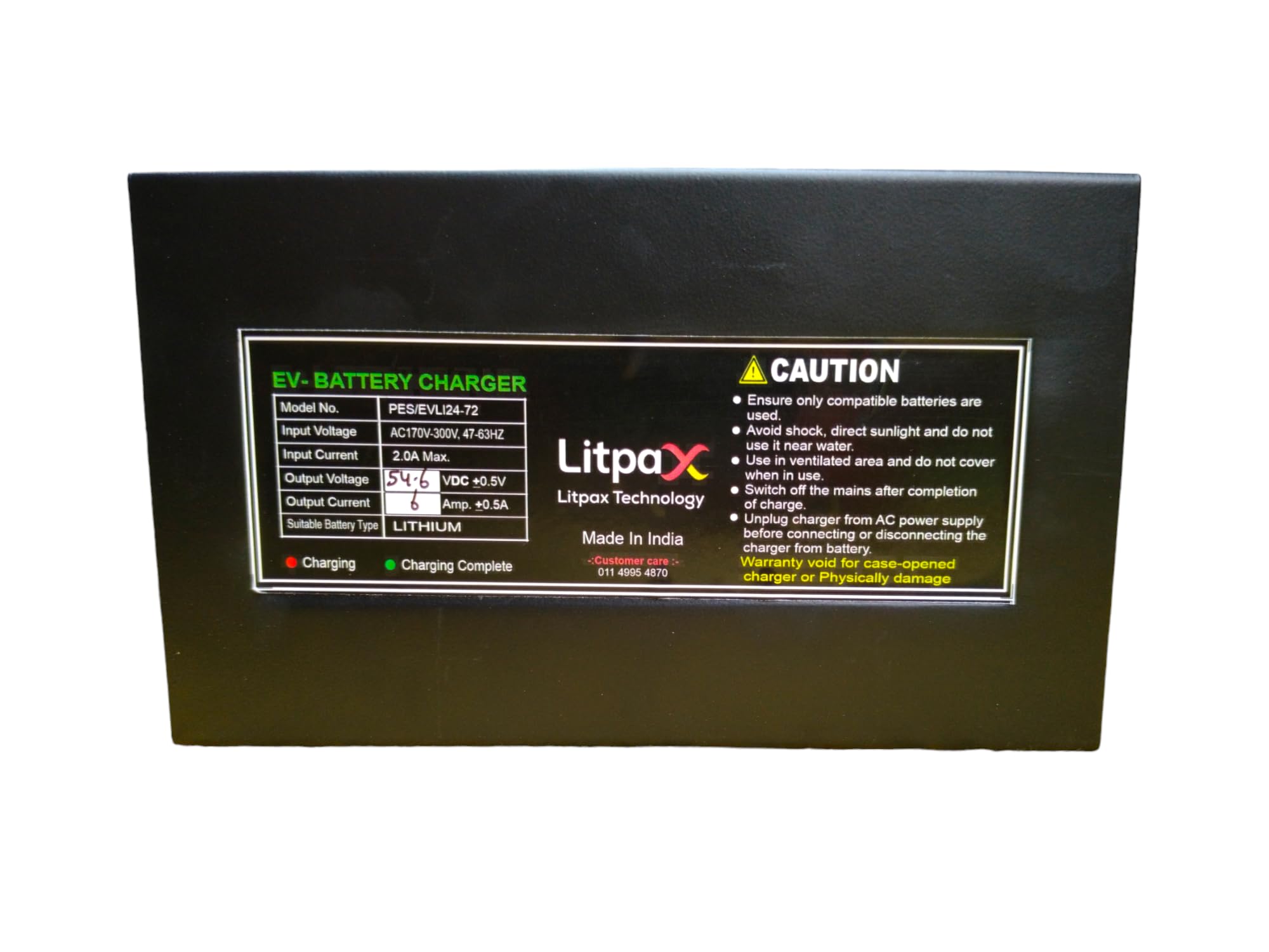 Litpax 54.6v-6 amp Electric Vehicle Charger for Scooty, Bike Compitiable with 48v Lithium Battery 3 Pin Socket (B0CNVKSD6J) Amazon Price History, Amazon Price Tracker