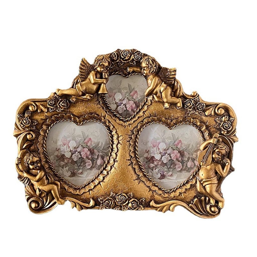KLerDH Picture Frames, Carved Gold Resin Photo Frame Hanging The Wall, Porch Picture