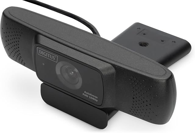 DIGITUS Kamera internetowa Full HD - 1080p30Hz - przetwornik obrazu CMOS - mikrofon stereo - automatyczna regulacja ostrości - szeroki kąt - automatyczny balans bieli - długość kabla 2m - czarna