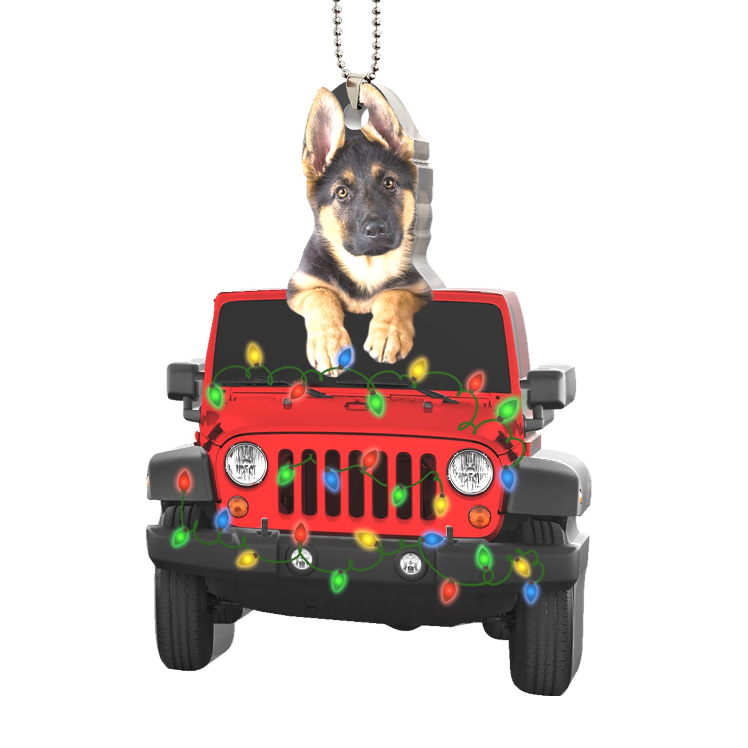 Cosy StoreCosy Store German Shepherd Ornament for Dog Mom Dad Puppy with Christmas Car Acrylic Ornaments, Multi, Small 4