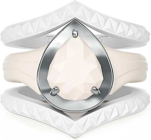 Rinfit Anillos de silicona para mujer, anillos de compromiso o promesa para ella, alianzas de boda de silicona para mujer, pera de silicona con