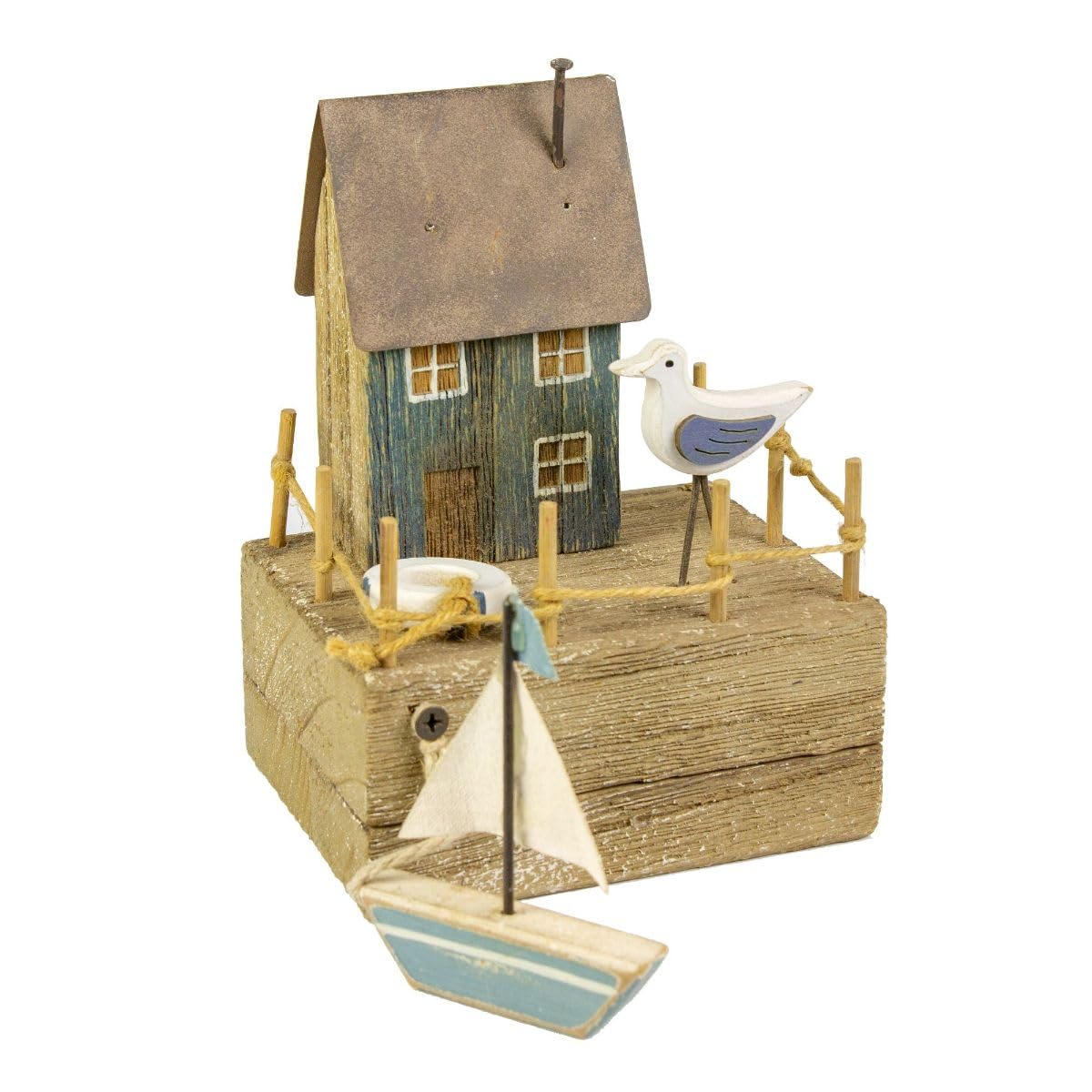 Nauticalia Harbour Cottage with Yacht, 17cm, Resin, Nicht Zutreffend