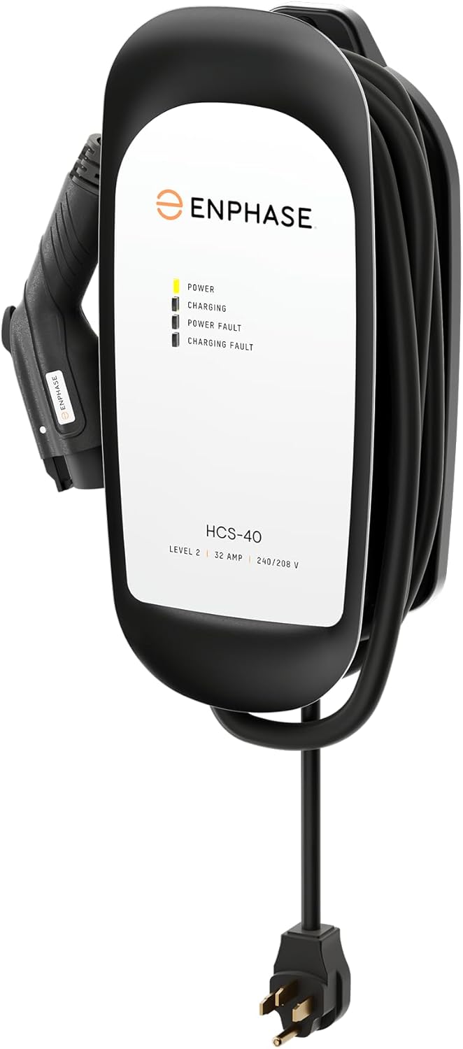 32 Amp Plug-in Level 2 EV Charger for Home, Enphase HCS-40 (Formerly ClipperCreek), NEMA 14-50, 5-Year Warranty, 25 ft Cable, J1772 Connector, up to 31 Miles of Range per Hour