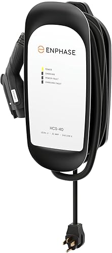 ClipperCreek HCS-40P, 240V, 32A, Estación de carga de EV, con enchufe 14-50, cable de 25 pies, seguridad certificada, hecho en América