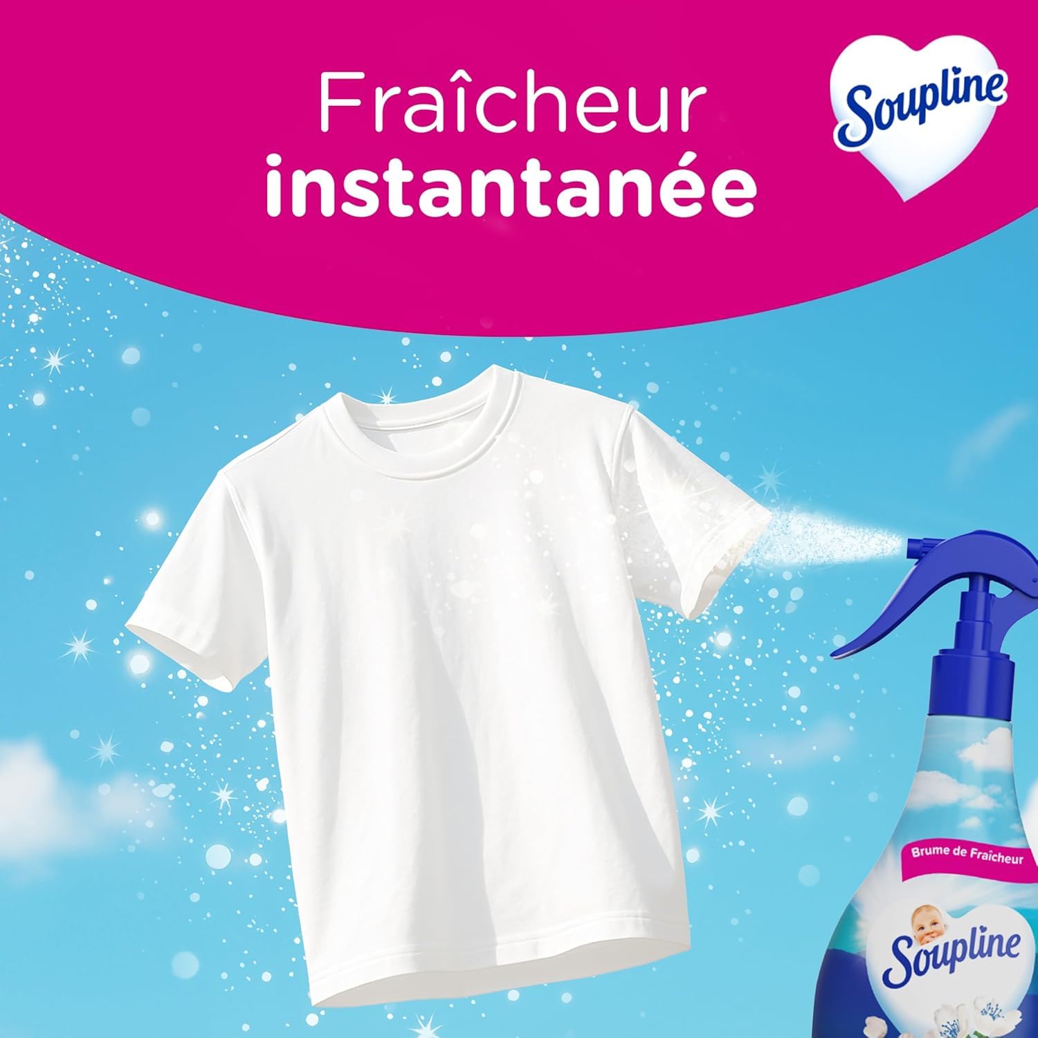 SOUPLINE Spray Brume de Linge Parfum Grand Air, Brume Parfumée pour Linge de Maison et Vêtements, Complément Idéal à Votre Lessive et à Votre Adoucissant Linge, Soupline Lot de 10x300 ml