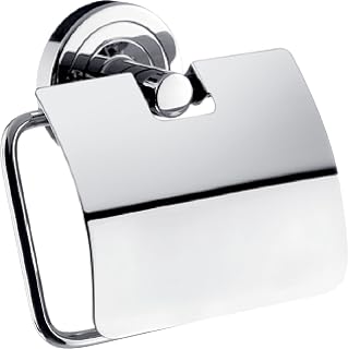 EMCO Polo Papierhalter mit Deckel, fein geschwungener Toilettenpapierhalter zur Wandmontage, hochwertiger Klorollenhalter aus Metall, chromfarben
