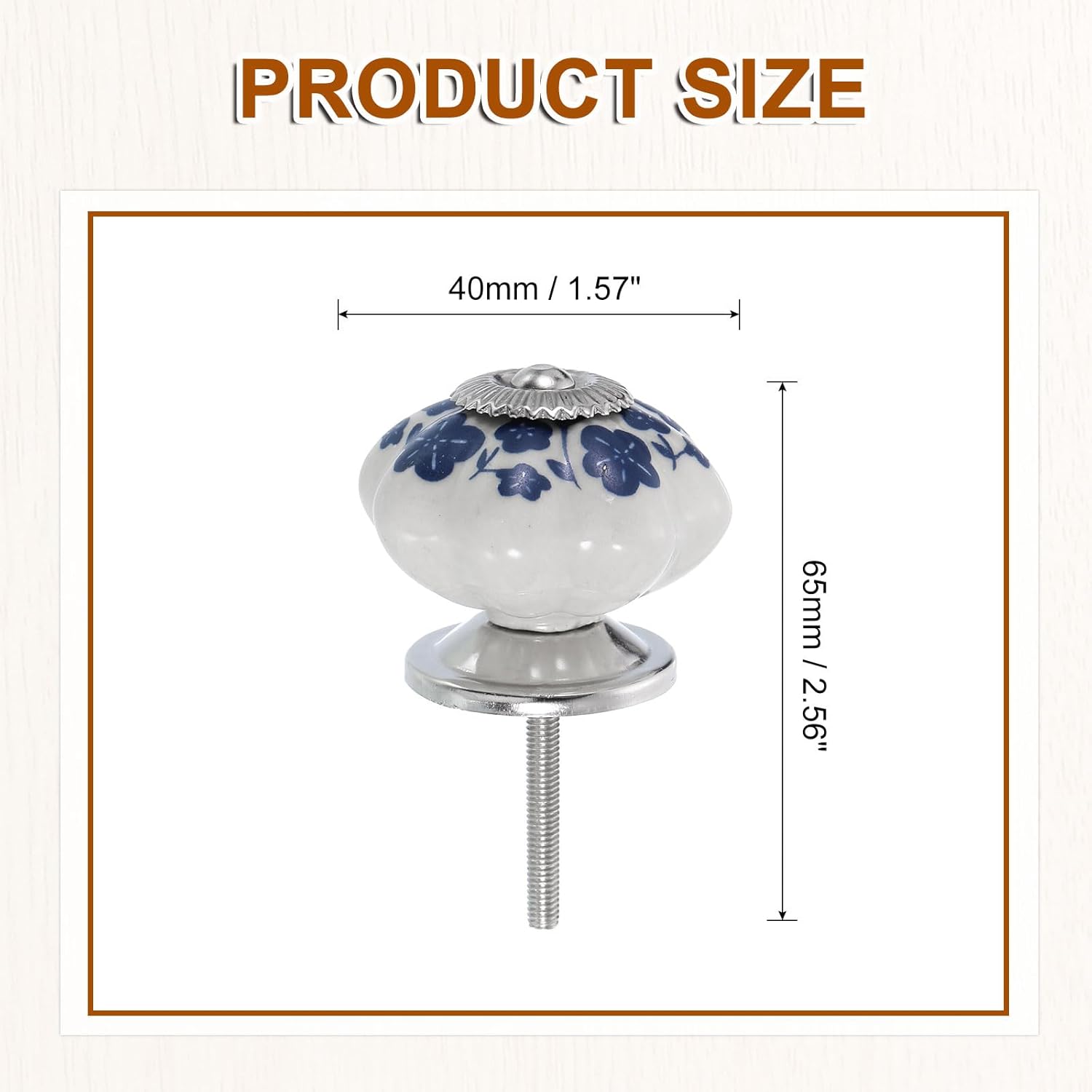uxcell 6 Pcs Floral Ceramic Pull Knobs, Vintage Round Cabinet Knobs, Blue Flower Ceramic Knobs Pumpkin Knobs for Kitchen Cabinet, Door & Drawer, Wardrobe, Cupboard