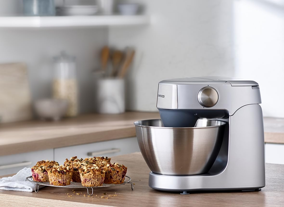 Kenwood Prospero+ KHC29A.O0SI - Amasadora, cuenco de acero inoxidable, 4,3 L, incluye juego de accesorios, 10 unidades + 3 ganchos y batidor, batidora de cristal, procesador de alimentos de 3 discos,