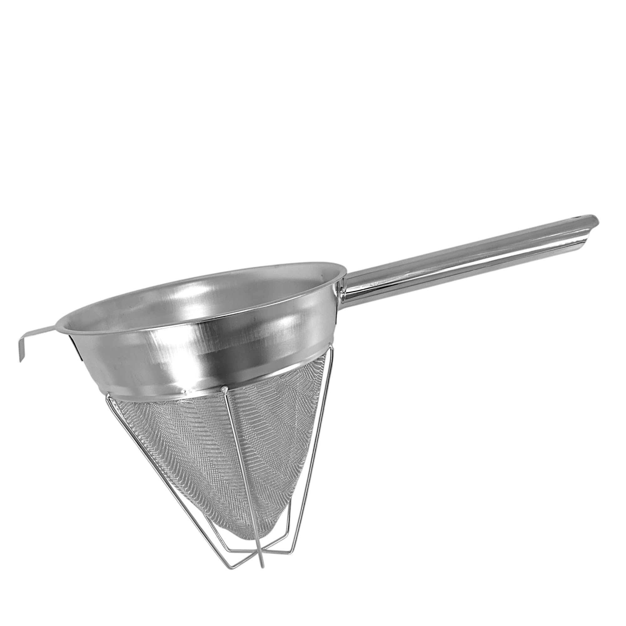 Samuel Groves Silver 8" Bouillon Sieve Strainer, Chinois, Professional Fine Mesh Sieve For Kitchen, Stainless Steel Conical Strainer For Soup, Stock, Broth, Culinary Use, Extra Fine Mesh, Heavy Duty Quality