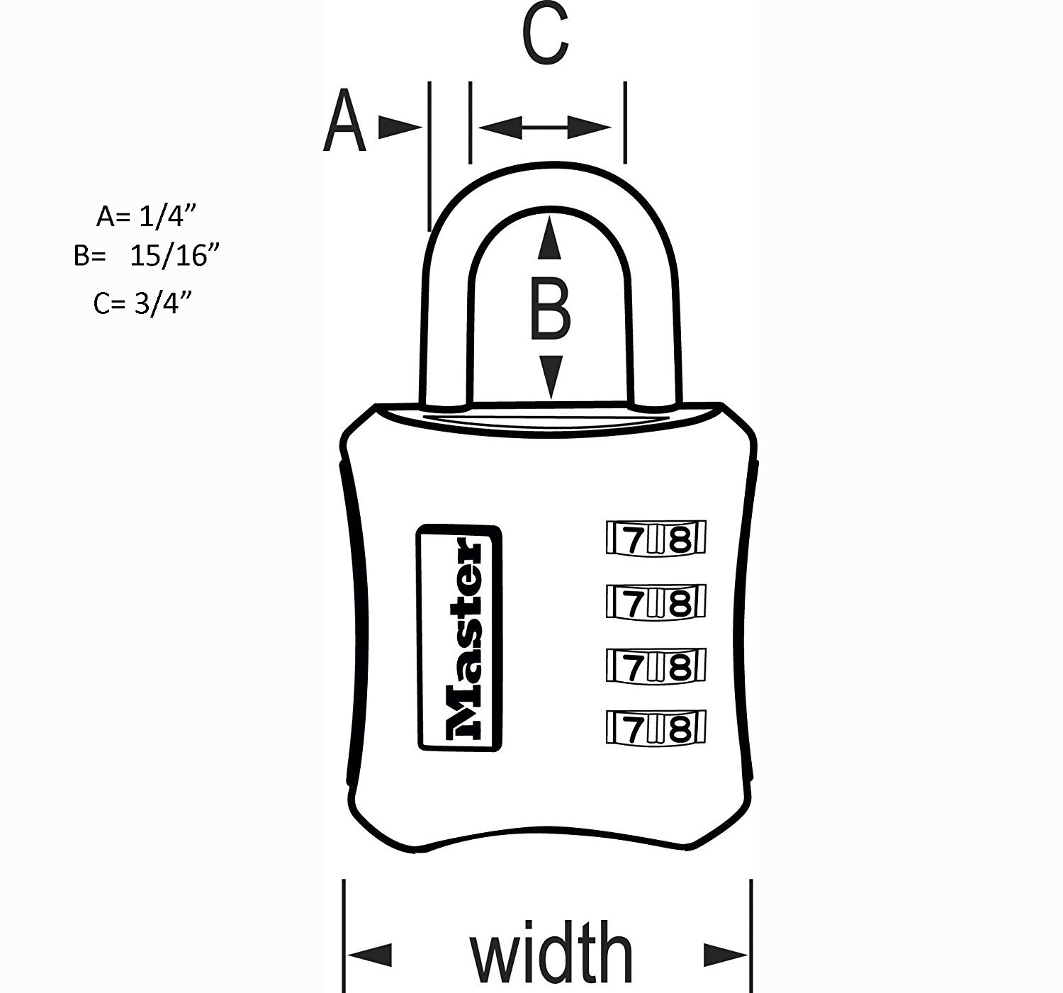 Master Lock 653D zestaw – połączenie 5-centymetrowa kłódka, 4 kolory mogą się różnić, 4-pak