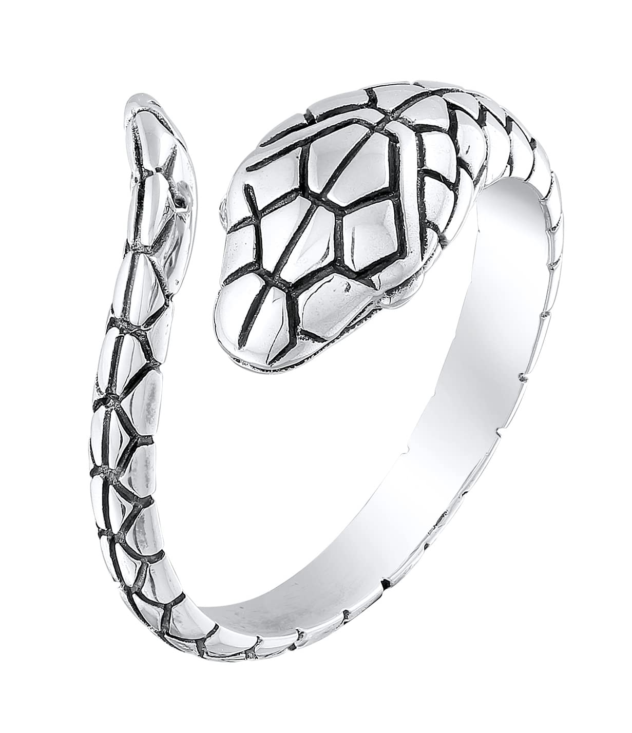 Kuzzoi Herrenring Bandring Männer im Schlangen Design 925 Silber