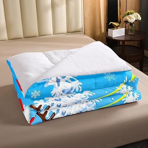 Miniatura 4 de Erosebridal Juego de edredón de Feliz Navidad, juego de edredón de Papá Noel para dormitorio de niños y niñas, edredón acolchado de ciervos y alces