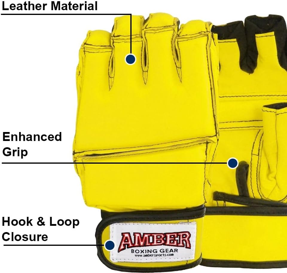Premium Grappling Gloves for MMA Leather, Enhanced Grip, Excellent Wrist Support, Breathable Comfort - Ideal for Grappling and Clinch Fighting